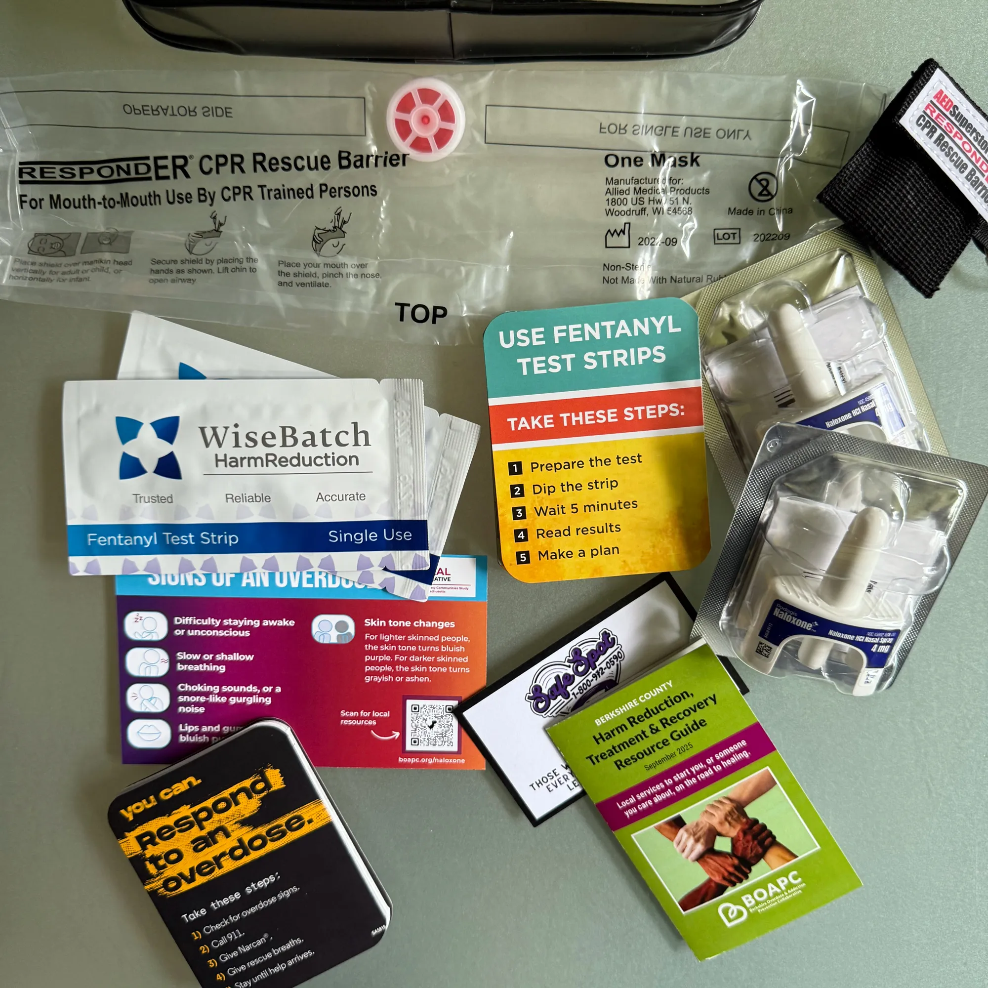 Contents of a naloxone kit