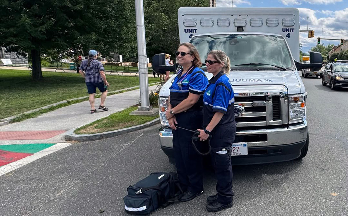 Cindi and Michele on duty at the W.E.B. Du Bois ceremony