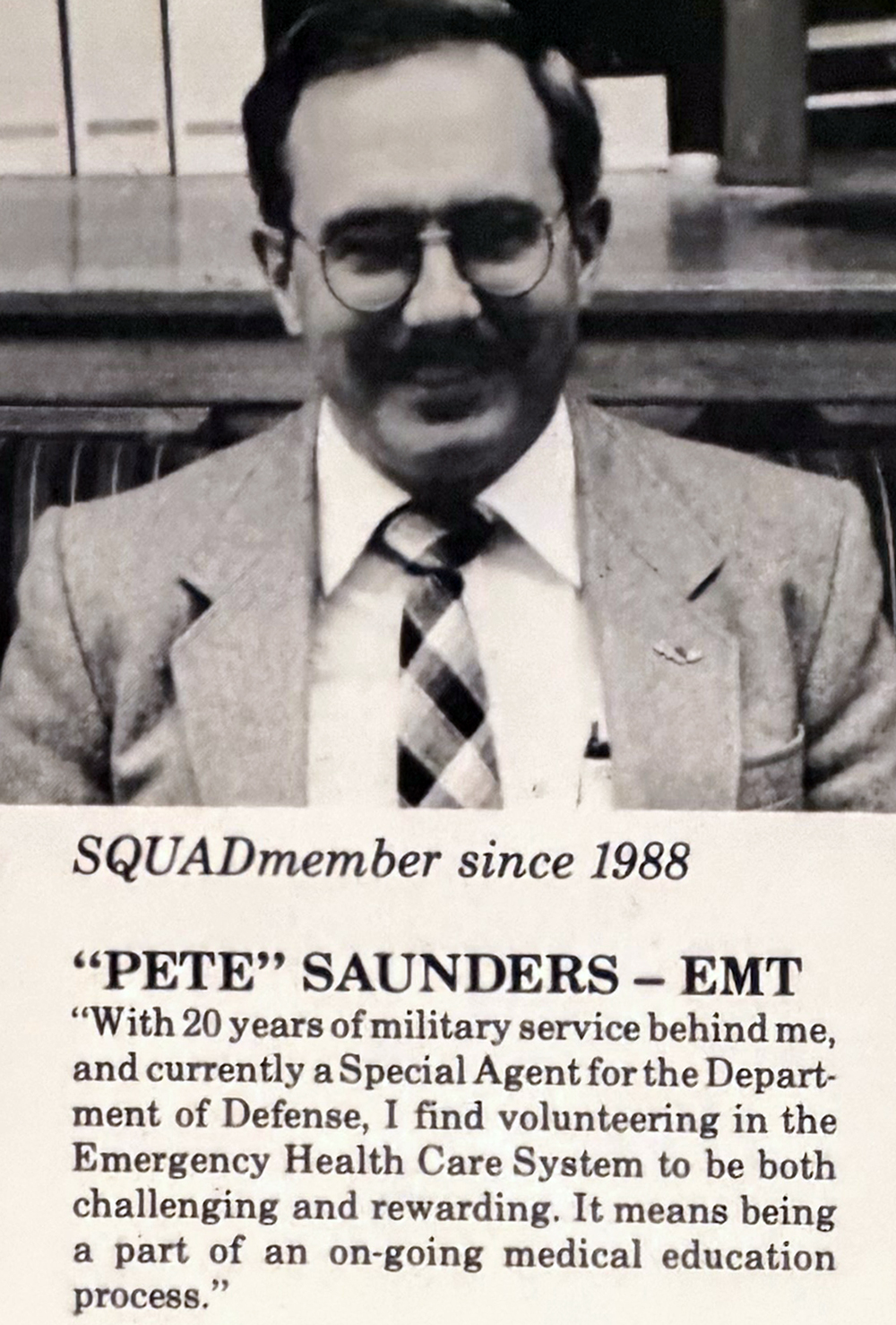 SBAS volunteer from the 1980s and 1990s