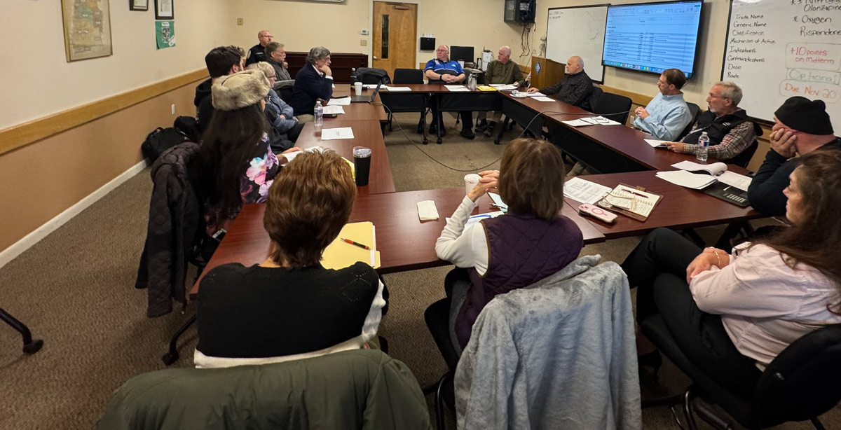 Representatives from partner towns at a budget presentation