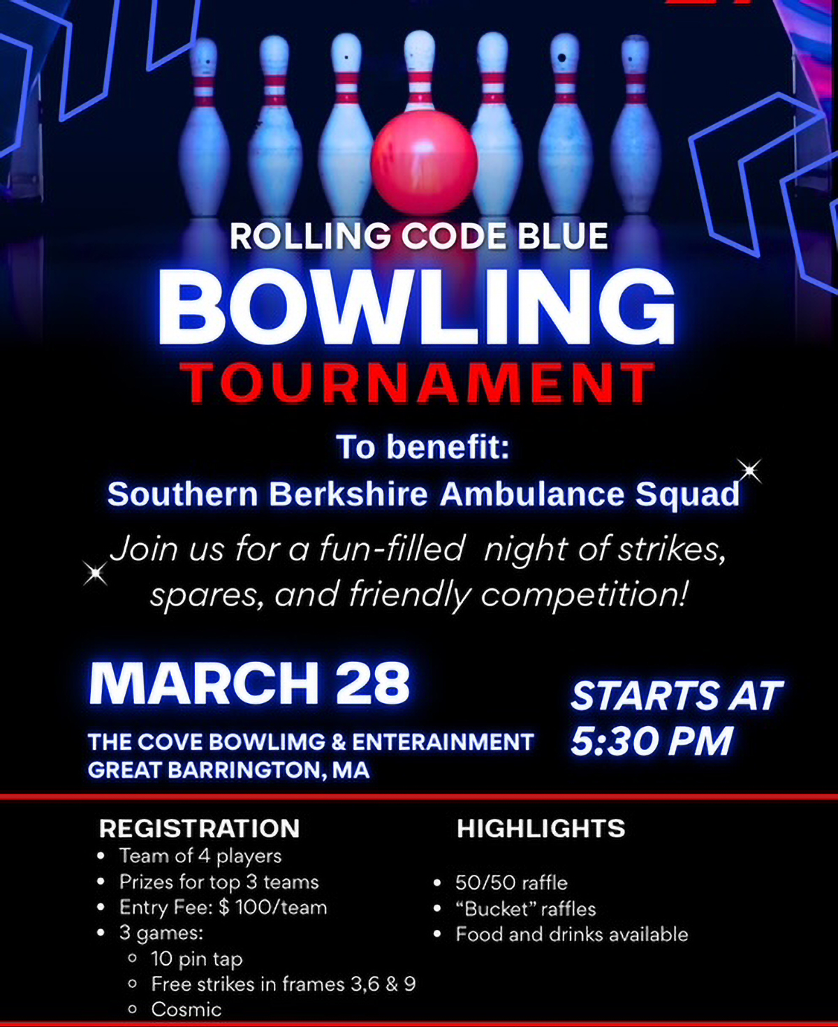 Bowling fundraiser at the Cove